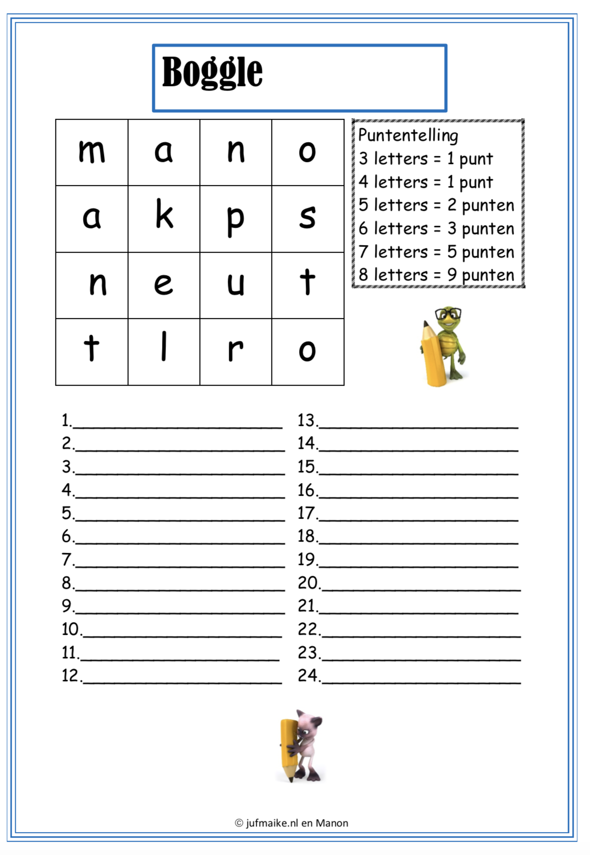 Nieuw Spelen met letters en woorden? Let's play Boggle! • Juf Maike ZJ-06