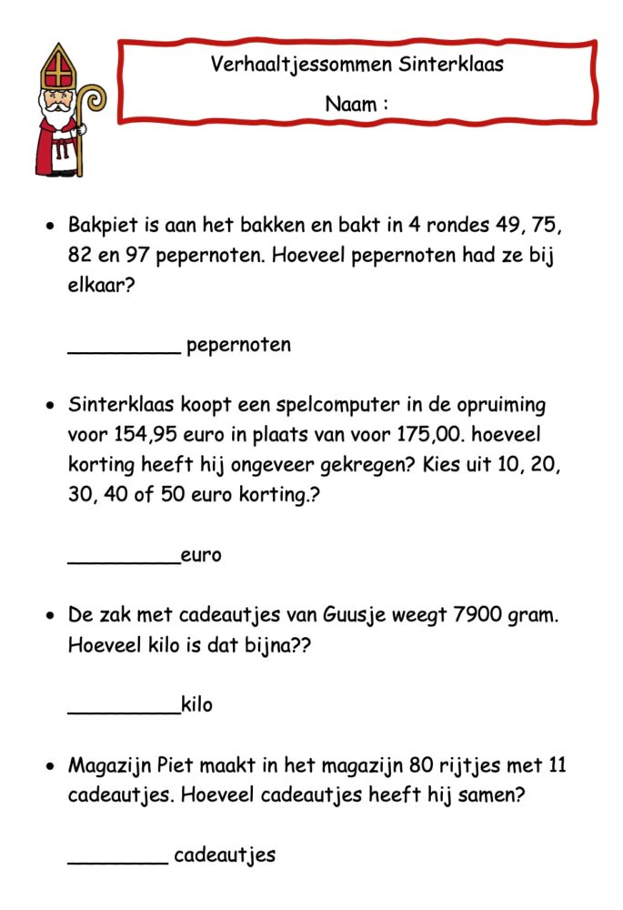 Verhaaltjessommen Sinterklaas