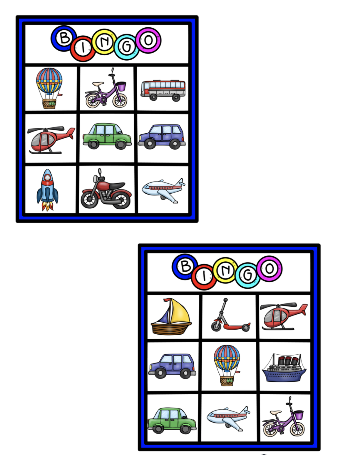 Thema vervoer bingo