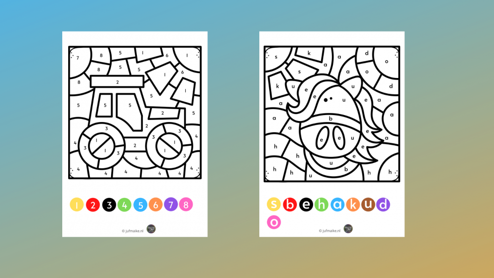 Boerderij cijferkleurplaat kleuters