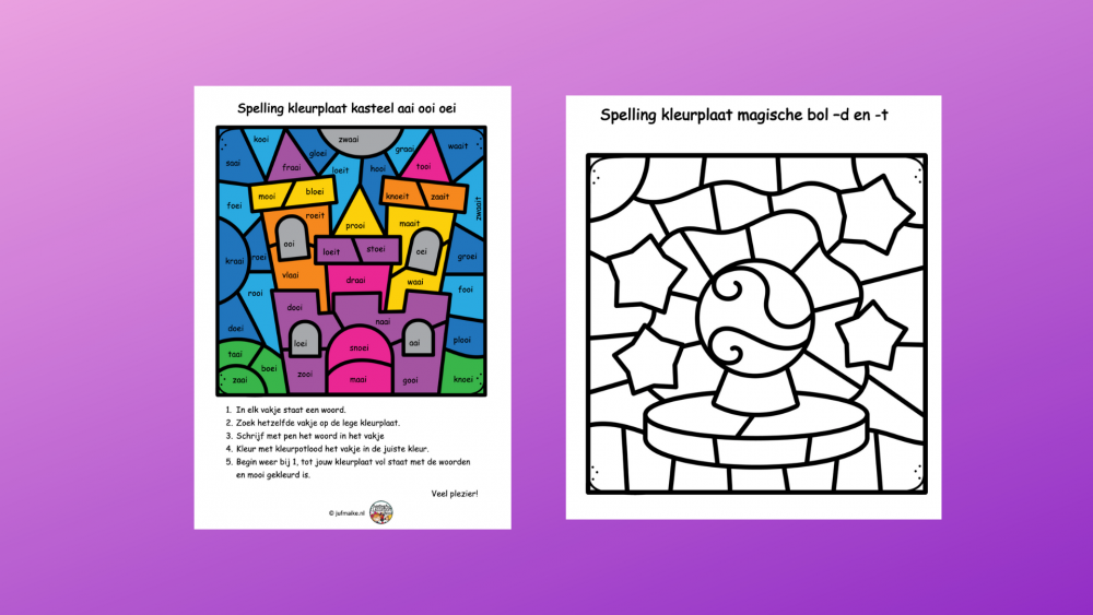 Spelling kleurplaat eindstukjes