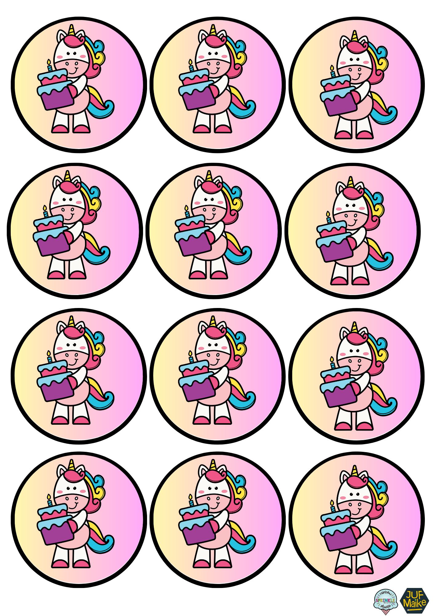 Traktatie topper unicorn