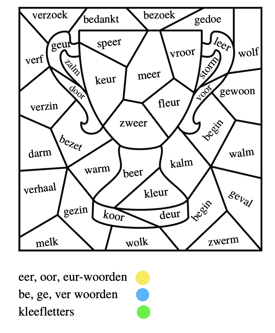 Kleuren op code sport en voetbal groep 3