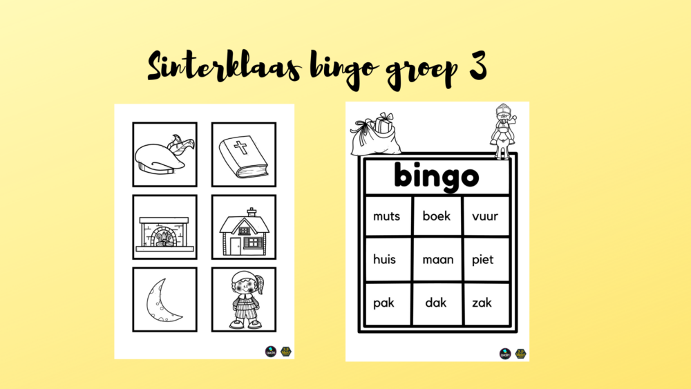 Sinterklaas bingo groep 3 voor Sinterklaas op school.