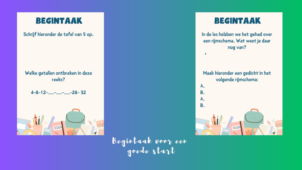 Begintaak voor een goede start
