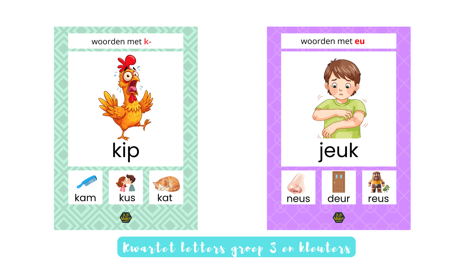 Kwartet letters groep 3 en kleuters